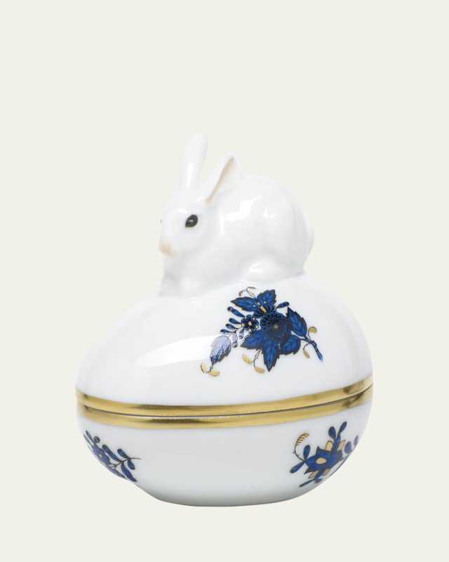 Chinese Bouquet Black Sapphire Egg Bonbon with Bunny